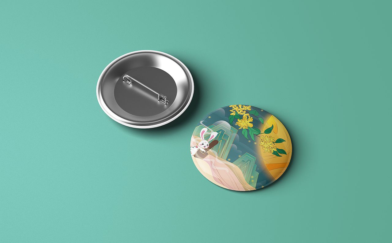 中秋佳节 玉兔捣药 ai插画 国潮国风