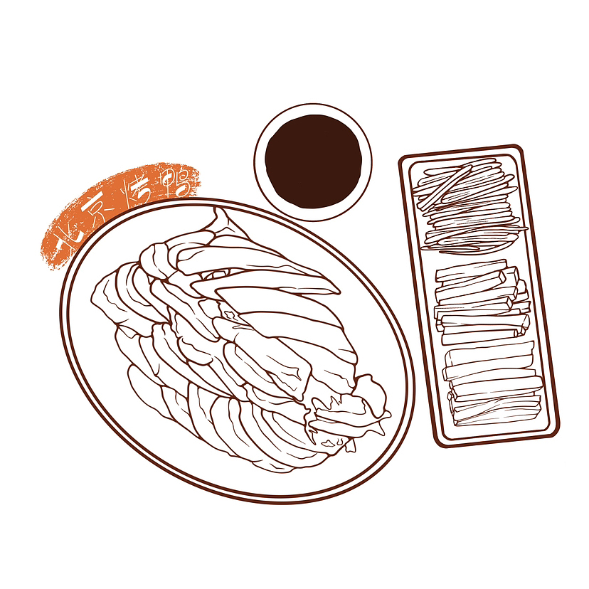 iPad线稿风插画|北京美食系列|北京烤鸭（图ZMzM2NjM5Mzk2） - 海报 - 站酷设计师喜乐原创素材 - 站酷ZCOOL
