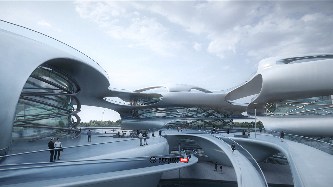 lumion未来科幻感建筑动画西安临潼三里河文体中心