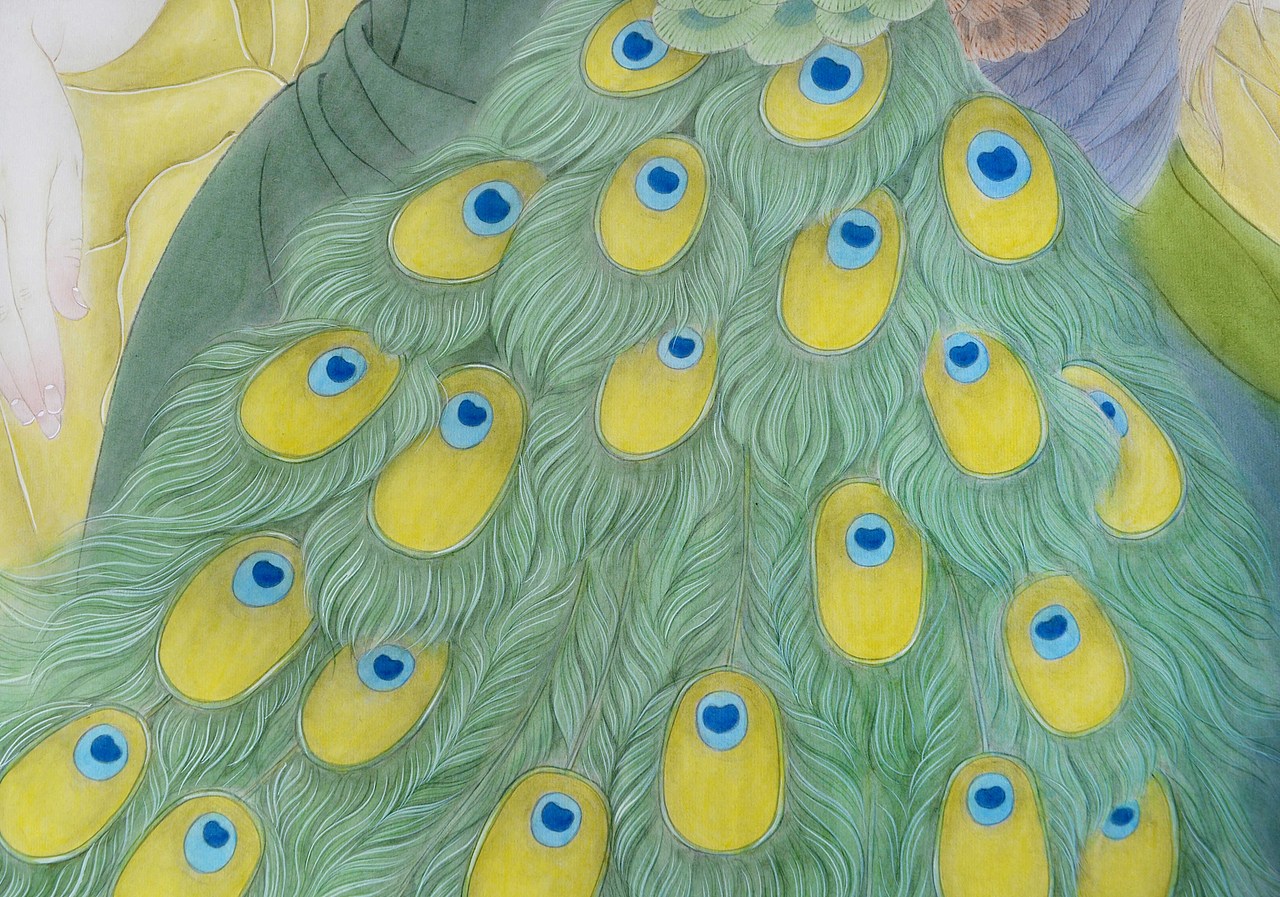 天后与孔雀（图ZMTQ4MTk0NTg4） - 绘画 - 站酷设计师ruby可可原创素材 - 站酷ZCOOL