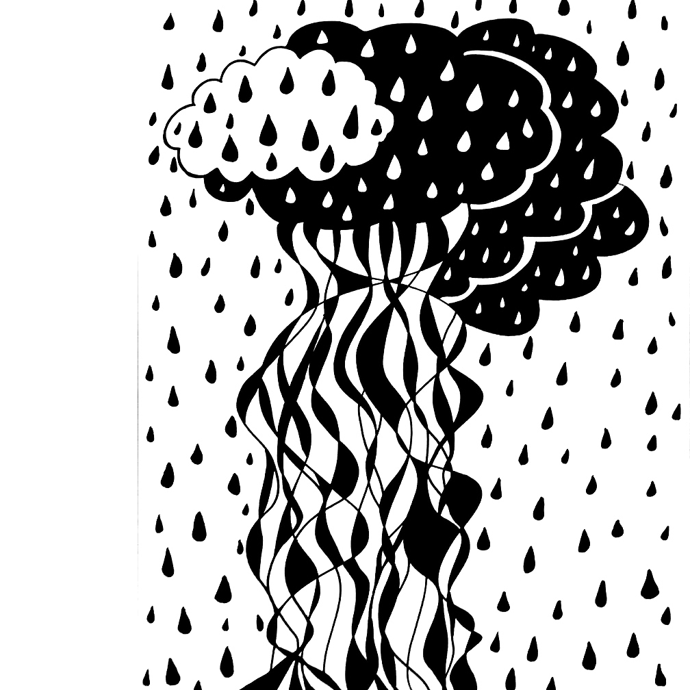 黑白线描抽象画