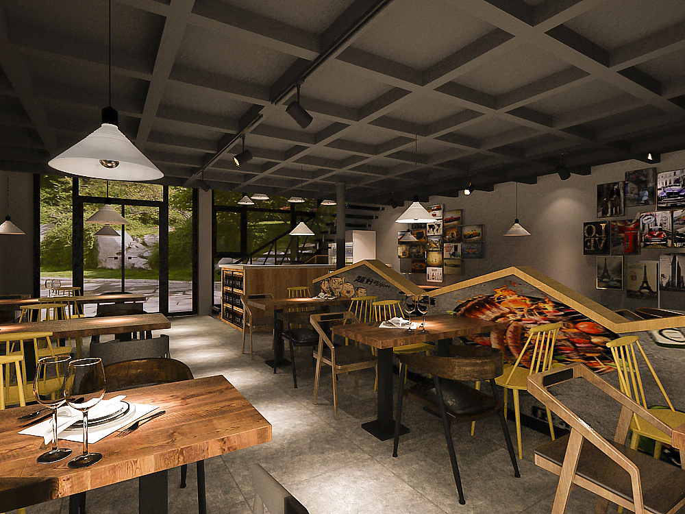 小清新金地艺境别墅鱼乡标签室内设计工装餐饮店烧烤店设计作品信息