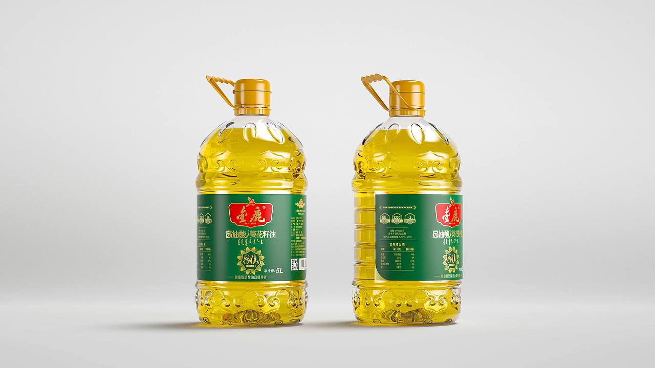 金鹿高油酸葵花籽油 葵花籽油 灵智食用油包装设计