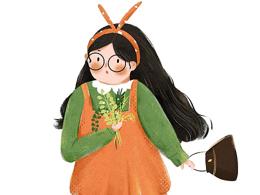 发鱼余鱼酱366小清新插画桃子酱插画98小清新少女系列yoyot125小清新