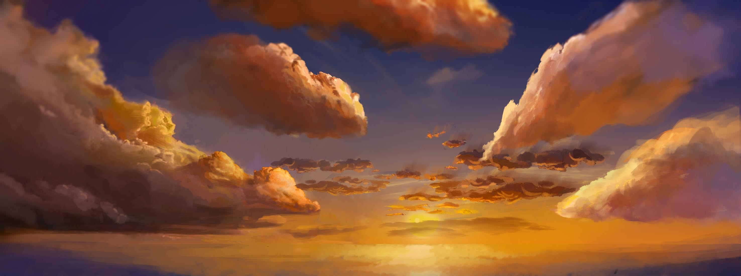 Cloudy sky, landscape, sunset, clouds HD wallpaper | Wallpaper Flare