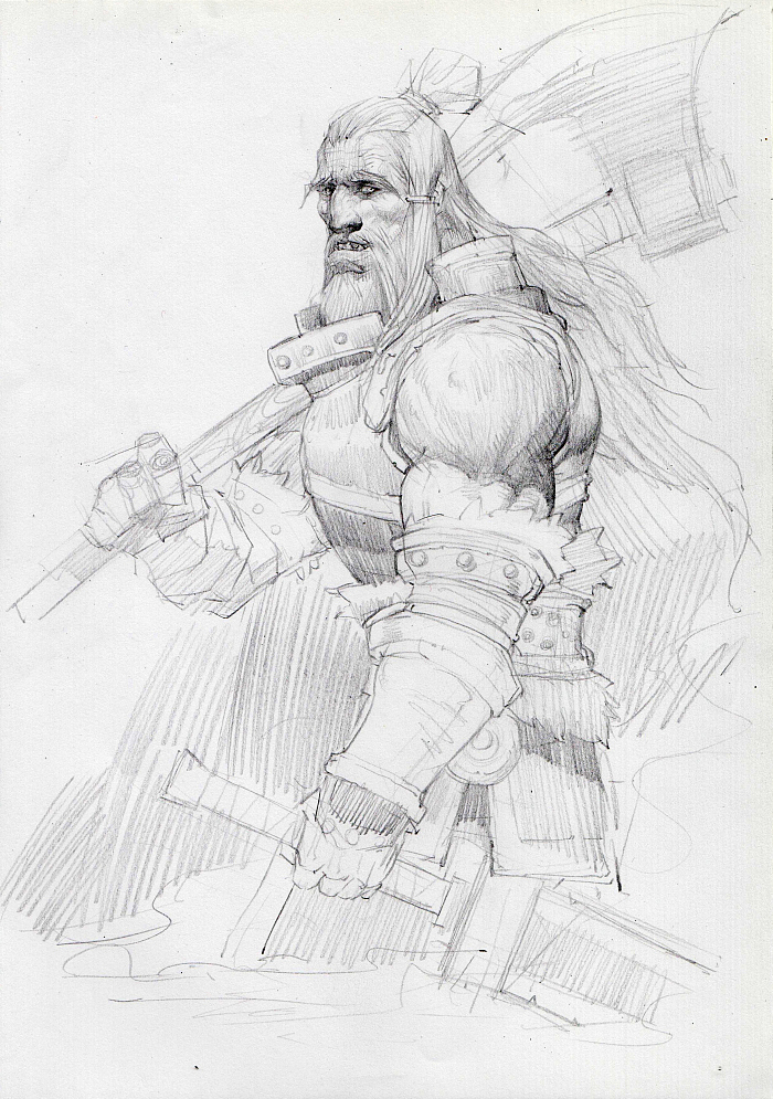 4.大面积排线,扑阴影。注意结构光影的关系。