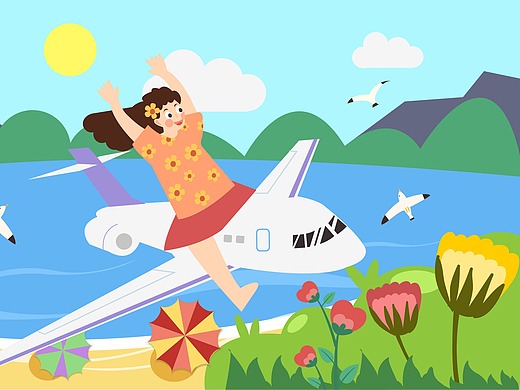 坐飞机去旅行呀!