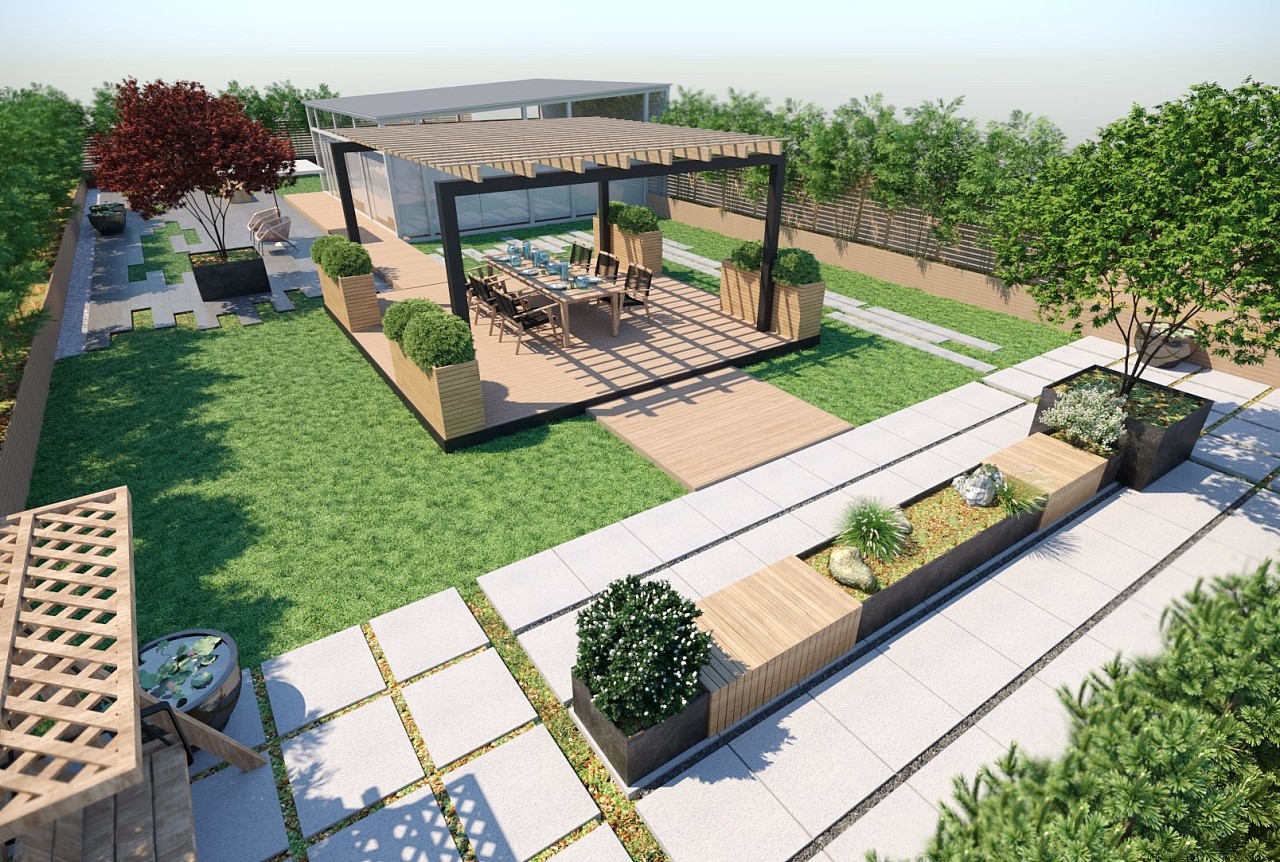 屋顶花园景观设计|三维|建筑/空间|山海间yf - 原创作品 - 站酷