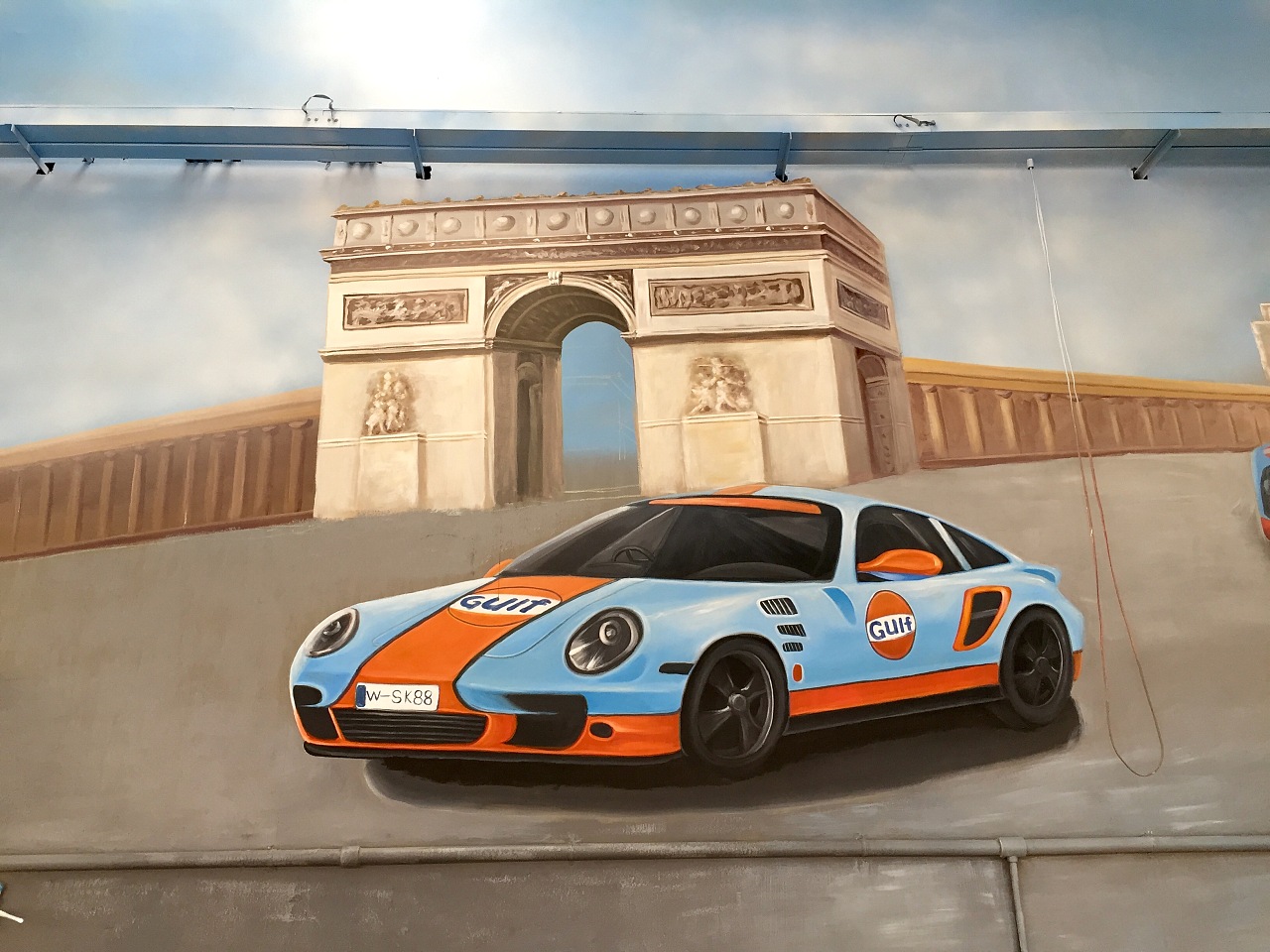 gulf海湾机油保时捷墙绘