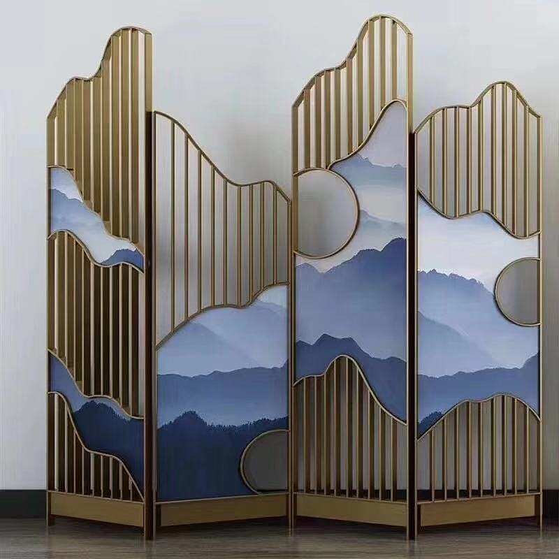 珐琅绢丝艺术玻璃自带书香气的屏风隔断