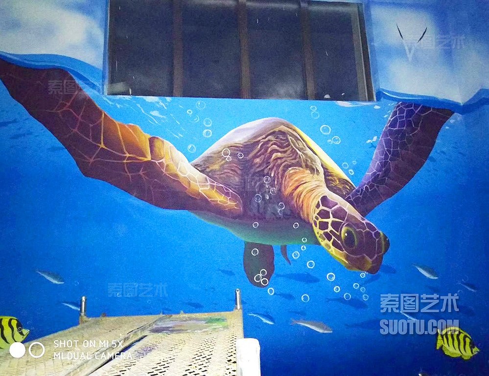 中国海洋大学潮音餐厅墙绘-海洋/自然/动物