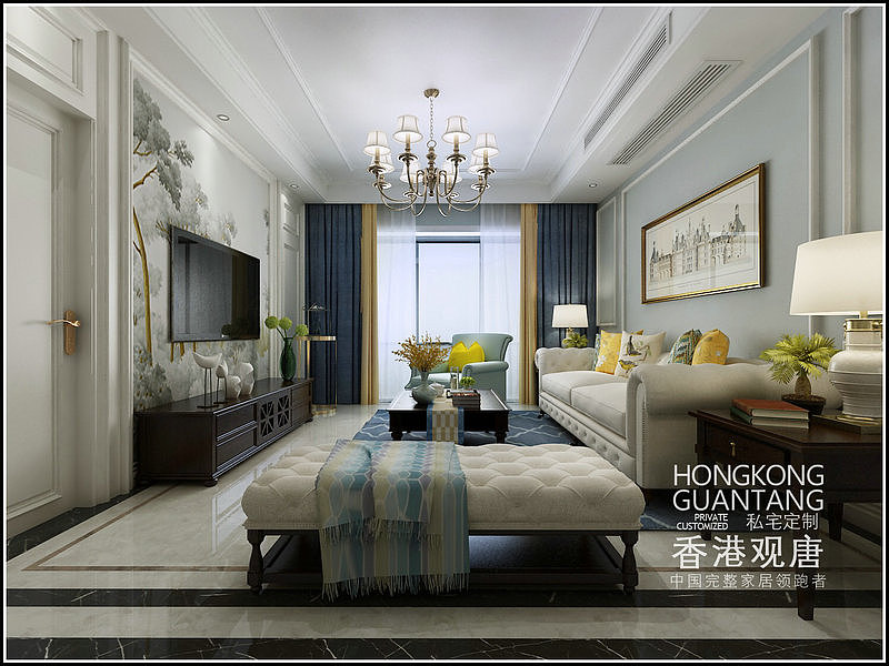 滕州装饰公司-滕州人和天地147平方米美式风格效果图（图ZMTI0ODY2NjMy） - 家装设计 - 站酷设计师滕州设计师原创素材 - 站酷ZCOOL