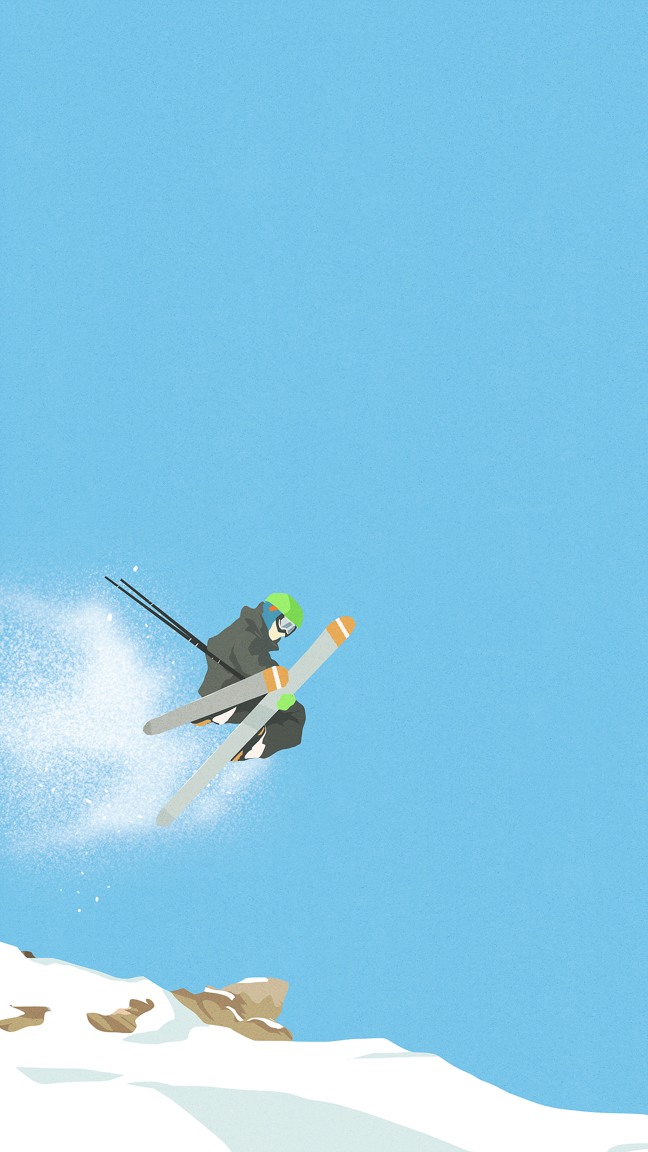 02滑雪插画雪山风景