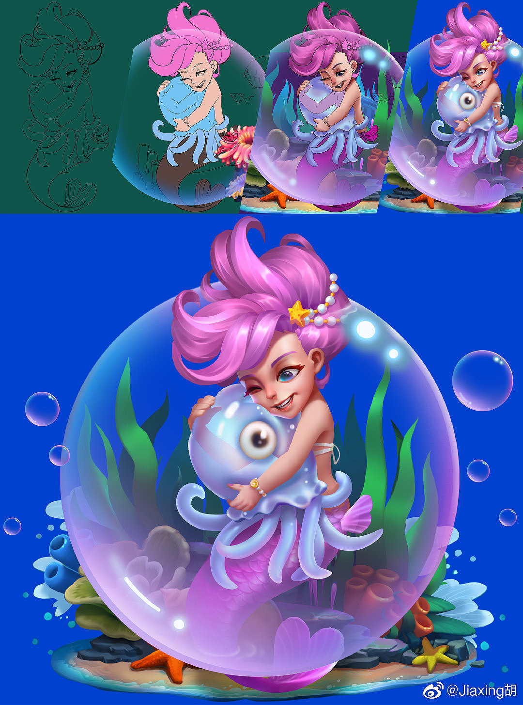 发一个捕鱼入口原画的过程可关注微博jiaxing胡