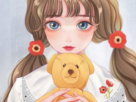 Bear don&#39;t cry 少女光感插画