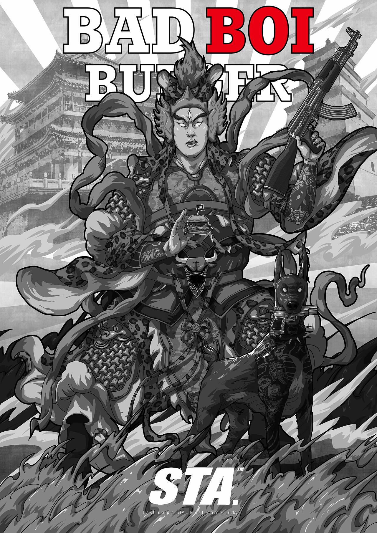 BAD BOI 二郎神（图ZOTA0NzY1NDQ=） - 商业插画 - 站酷设计师2eusway原创素材 - 站酷ZCOOL