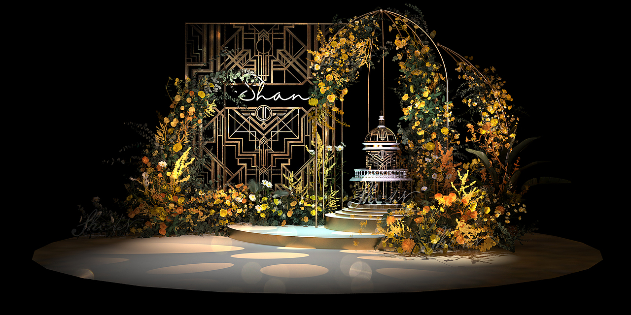 3D婚礼设计——红色现代婚礼作品分享