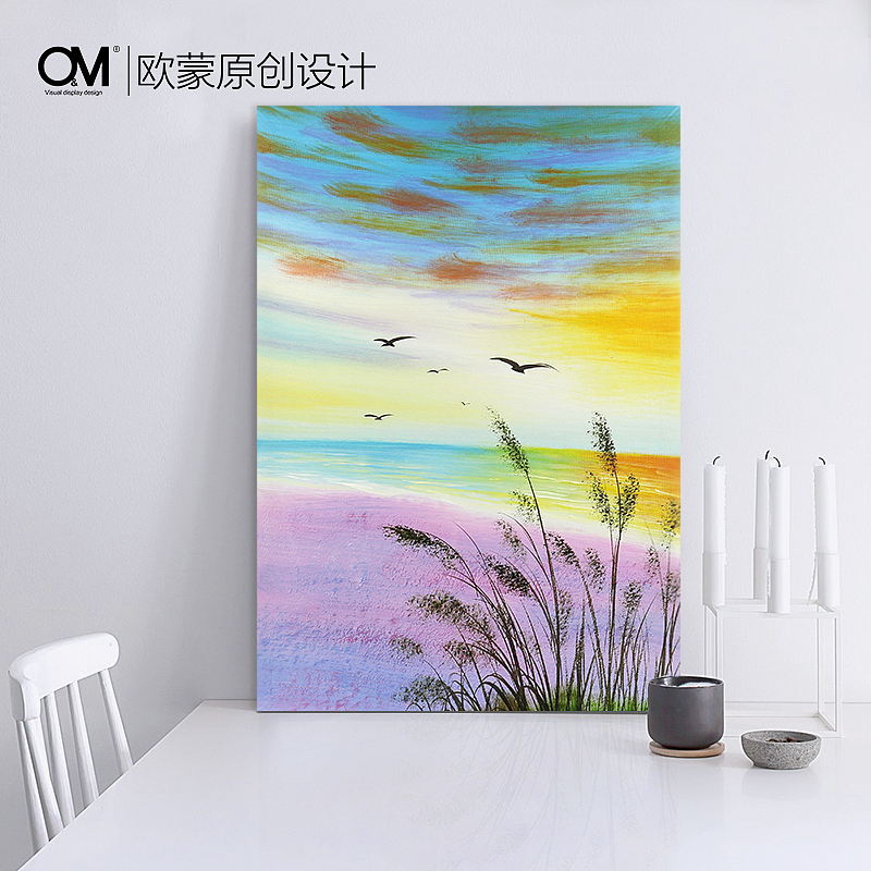 纯手绘海景系列风景装饰油画无边框墙饰挂画