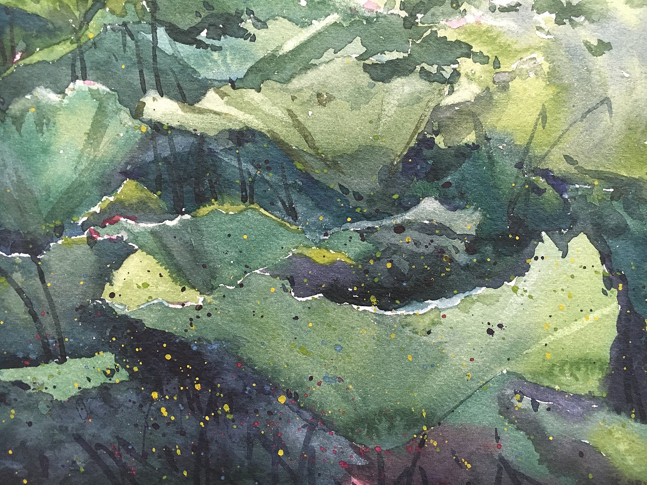 夏日湖光（图ZMjU2OTU0ODAw） - 绘画 - 站酷设计师孙小良的水彩画原创素材 - 站酷ZCOOL