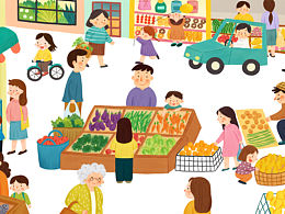 原创插画｜热闹的集市