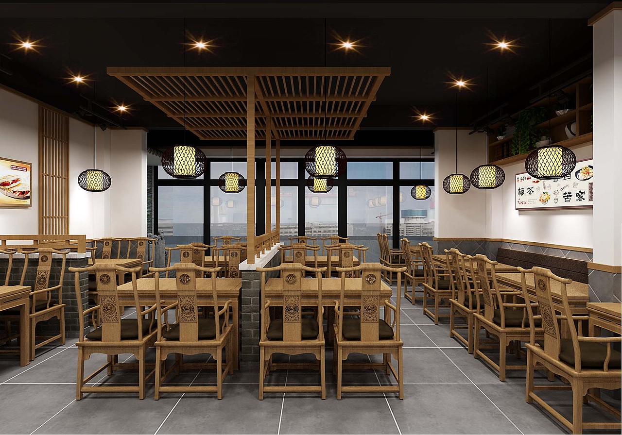 中式餐饮设计（图ZMTYzNDE3NTY4） - 家装设计 - 站酷设计师空谷丨空间设计原创素材 - 站酷ZCOOL