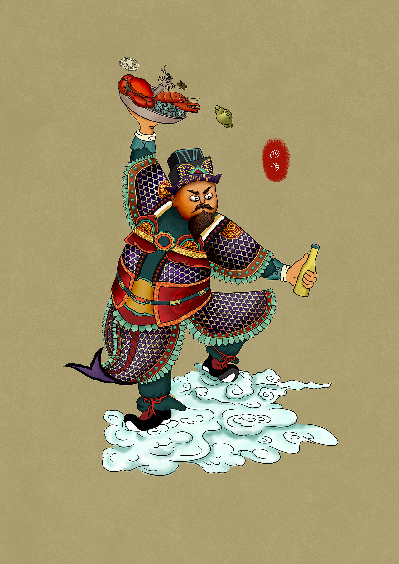 创意门神—美食与门神的结合