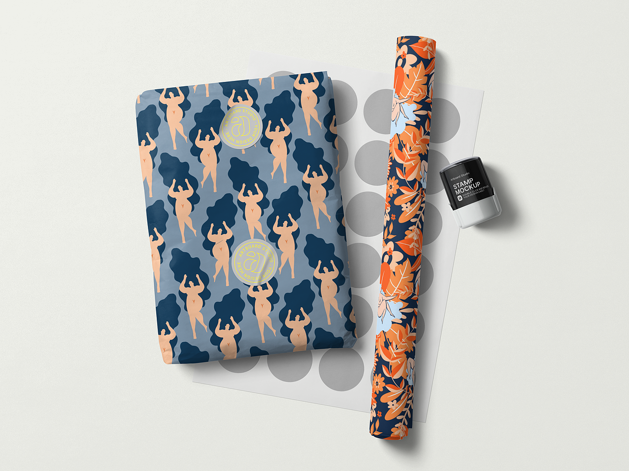 无缝连续图案设计与部分样机展示《女人与花草》