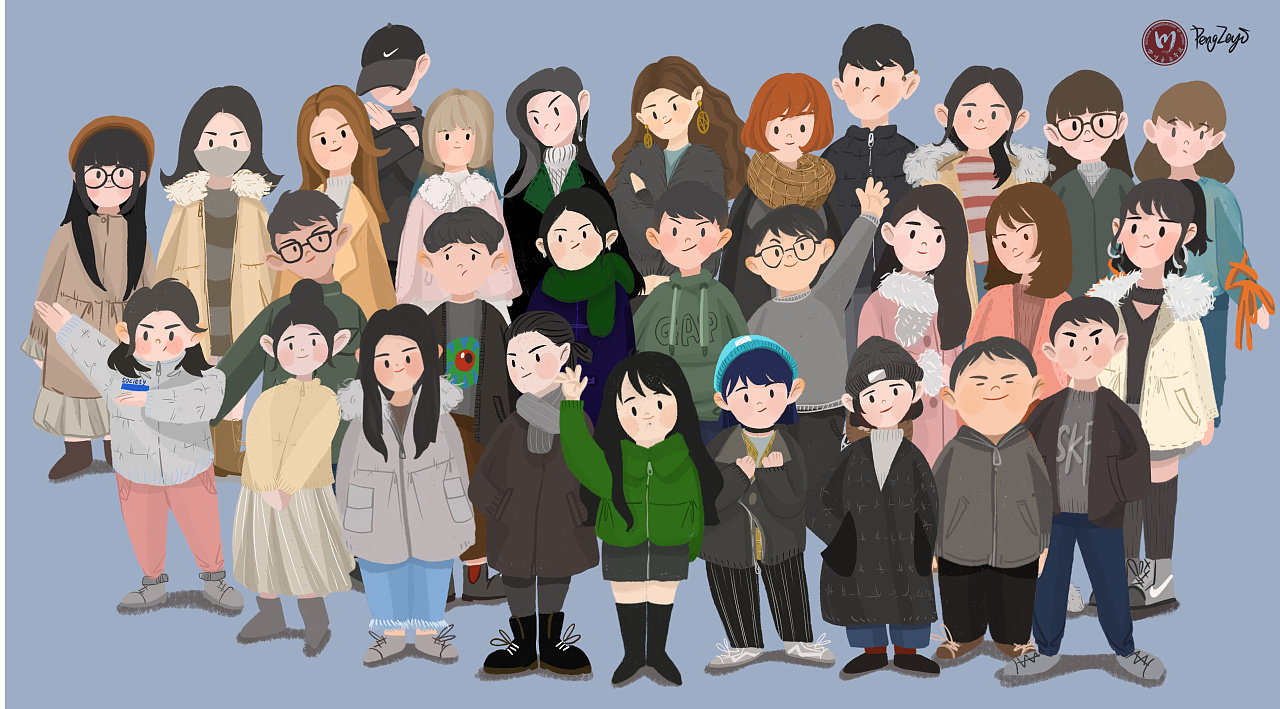 学院班级毕业纪念画(形象插画)