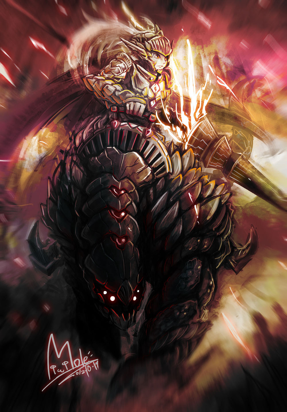 近期作品《枪兵》绘制过程外加之前作品翻新