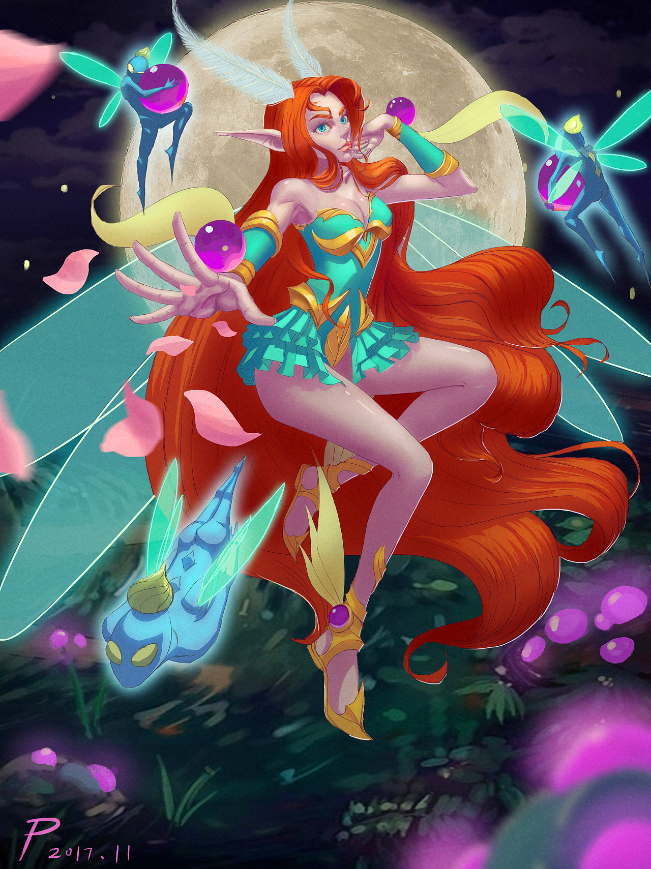 以前的一个q版人设,重新整理了一下,画了这张花精灵