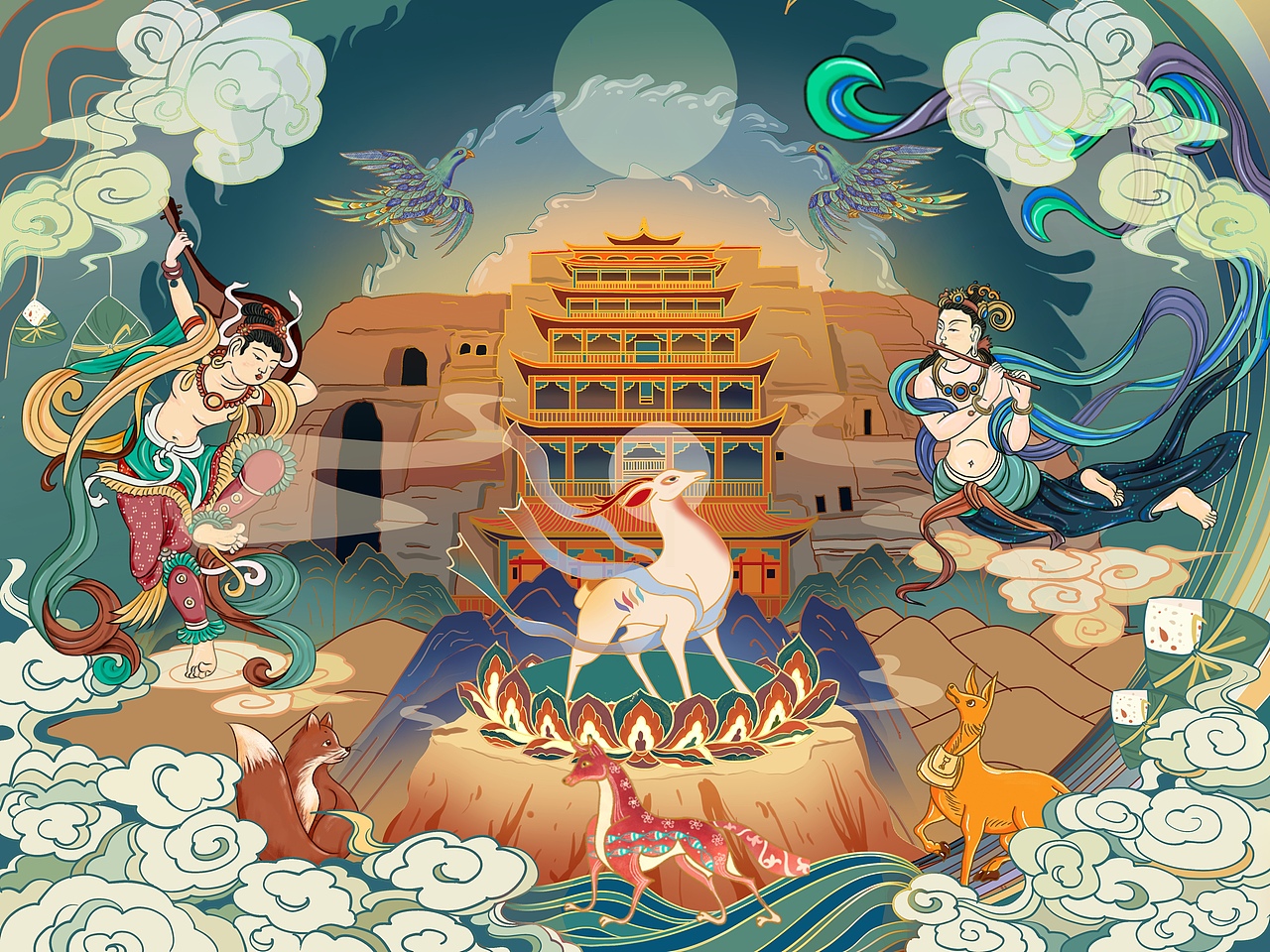 敦煌粽生（圖ZMzAwMzE2NTk2） - 商業(yè)插畫(huà) - 站酷設(shè)計(jì)師泛中流原創(chuàng)素材 - 站酷ZCOOL