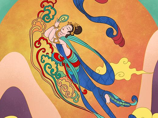 飞天图扁平插画