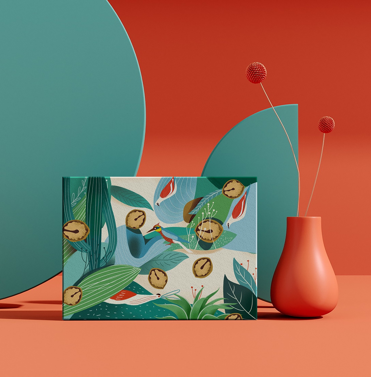 核桃产品插画包装设计