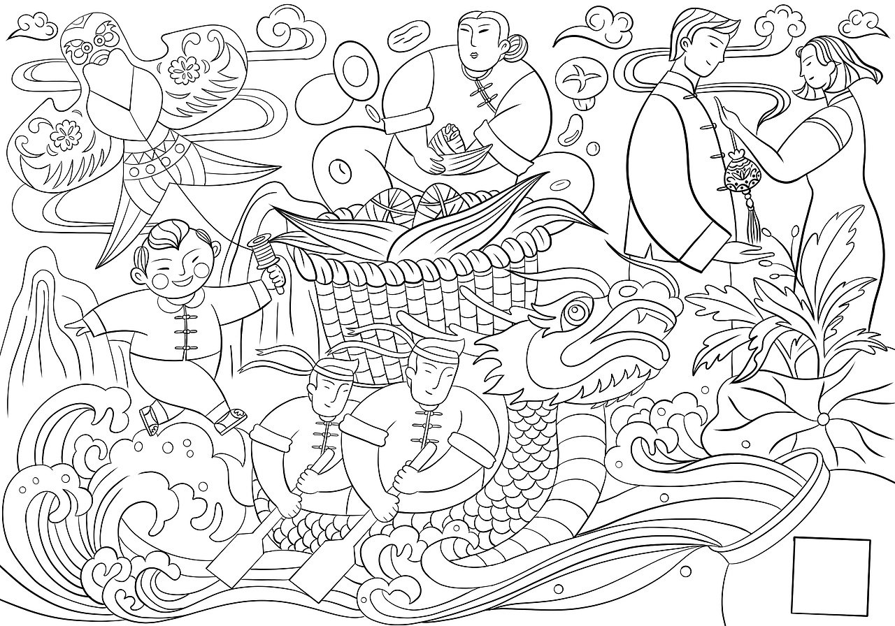 端午节节气插画（图ZMjU1ODkwNjY0） - 商业插画 - 站酷设计师糖上的果粒原创素材 - 站酷ZCOOL