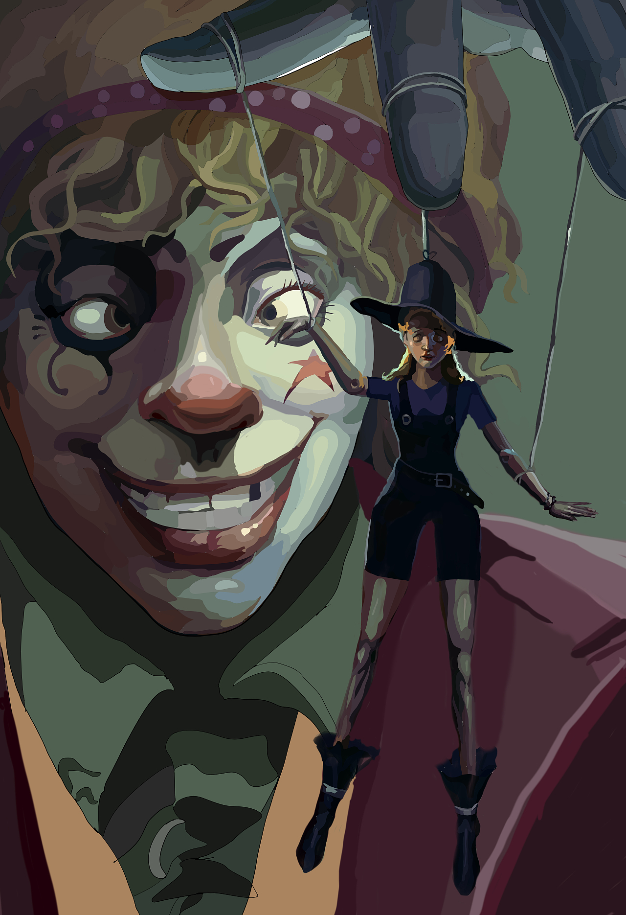 插画 小丑 提线木偶