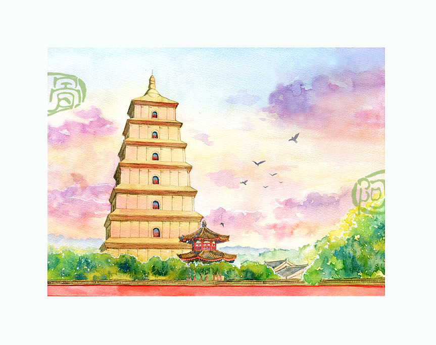 手绘城市系列——《陕西》（图ZMjI5OTcwNjQ=） - 商业插画 - 站酷设计师阿骨AOKI原创素材 - 站酷ZCOOL