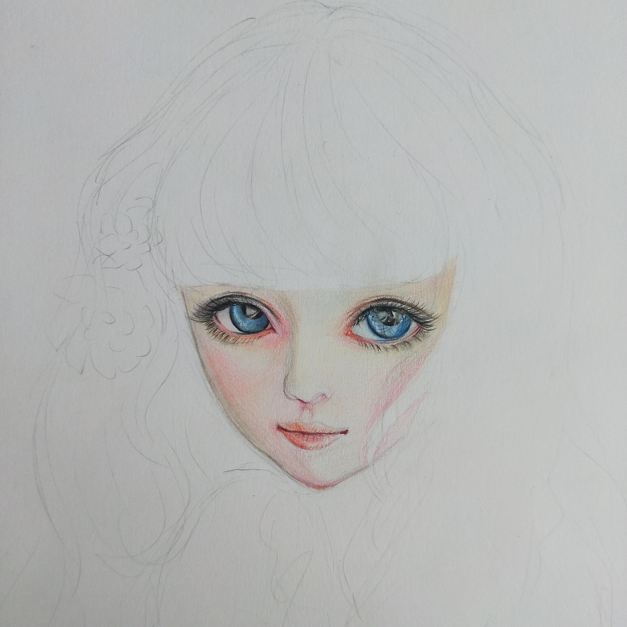 彩铅手绘人偶。