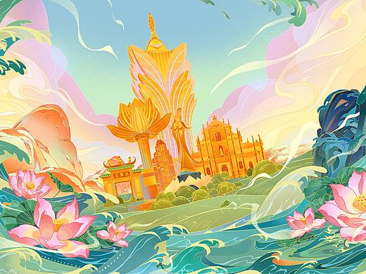 国潮插画澳门（个人主页-ZNTc3NDkyNDQ=） - 商业插画 - 站酷设计师两两咕咕咕原创素材 - 站酷ZCOOL
