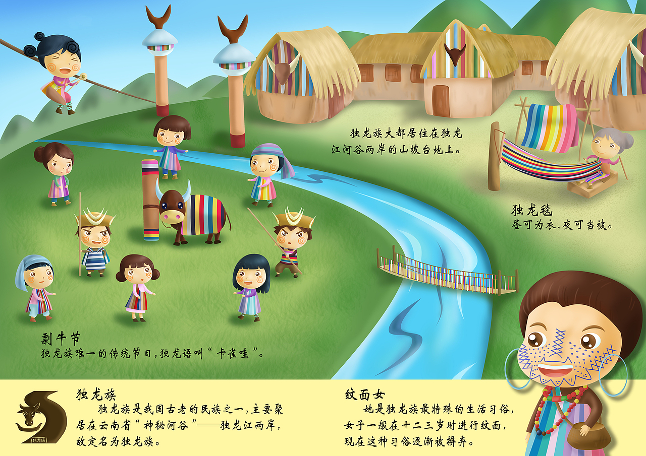 独龙风情（图ZMTA3NDIxMzIw） - 儿童插画 - 站酷设计师过海原创素材 - 站酷ZCOOL