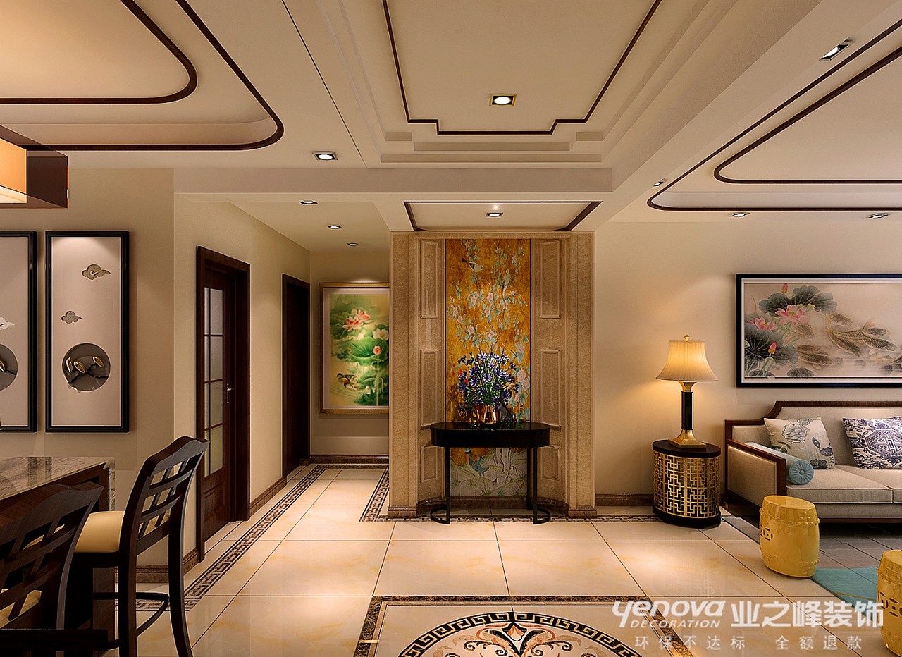 石家庄启鋭园装修-启鋭园135平新中式风格设计案例