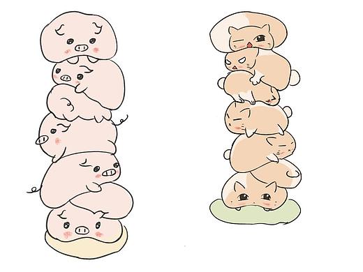 叠叠猪和叠叠猫（个人主页-ZNDg2NjcxNTI=） - 创作习作 - 站酷设计师知寄原创素材 - 站酷ZCOOL