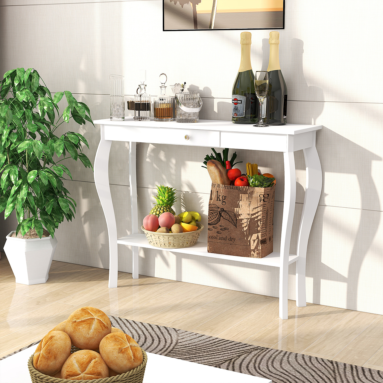 酷家乐-主图&视屏-家具-老虎腿玄关桌(抽屉款)