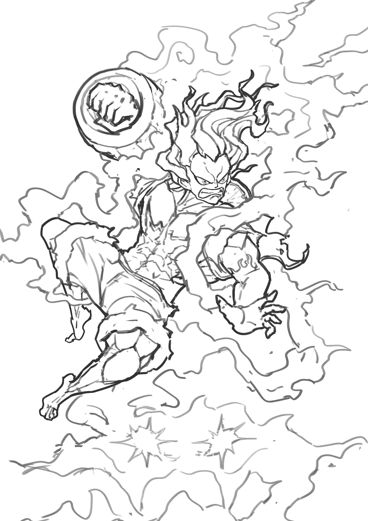 海贼王四档蛇人路飞原画_设计师ayuta-站酷zcool