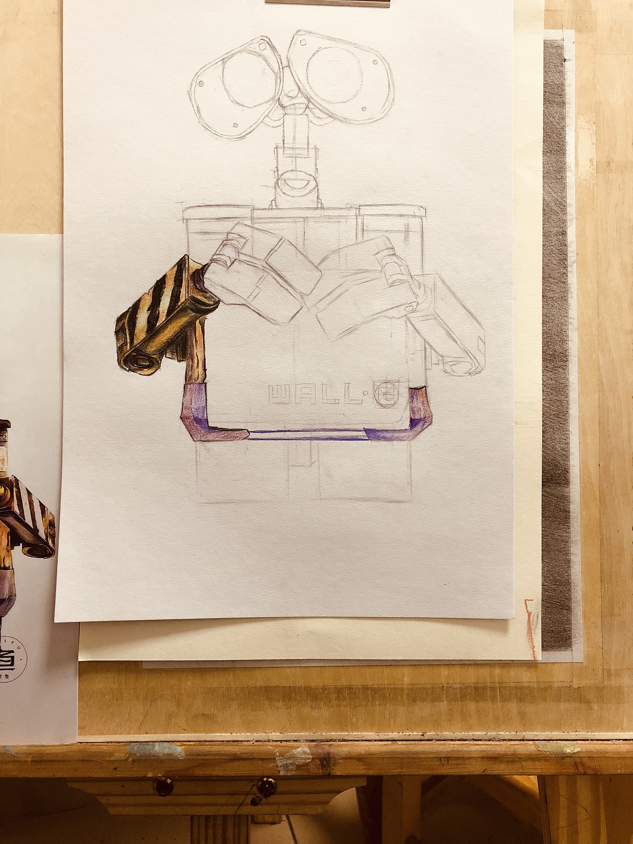 彩铅瓦力|插画|新锐潮流插画|会画画的二哈_临摹作品-站酷zcool