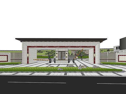 蒲城仙芝科技园区景观SU模型下载
