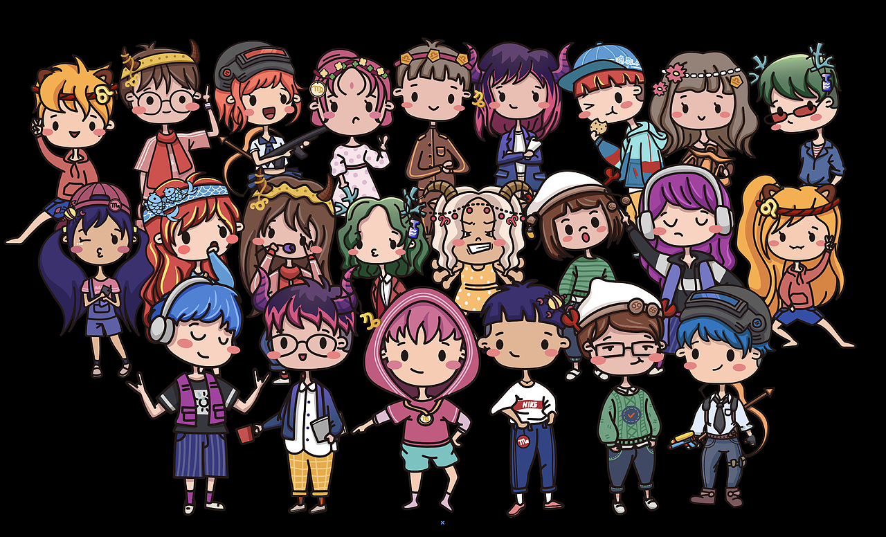 Q版十二星座情侣插画（图ZMjExMTkyNzA4） - 商业插画 - 站酷设计师王大鱼DAYU原创素材 - 站酷ZCOOL