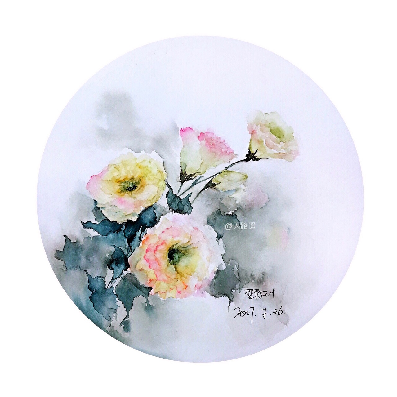 画了一组圆形九宫格