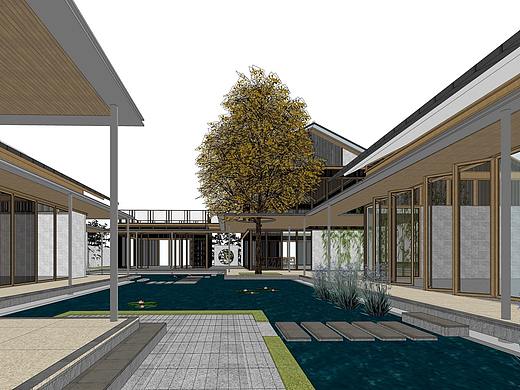 新中式会所SU模型下载