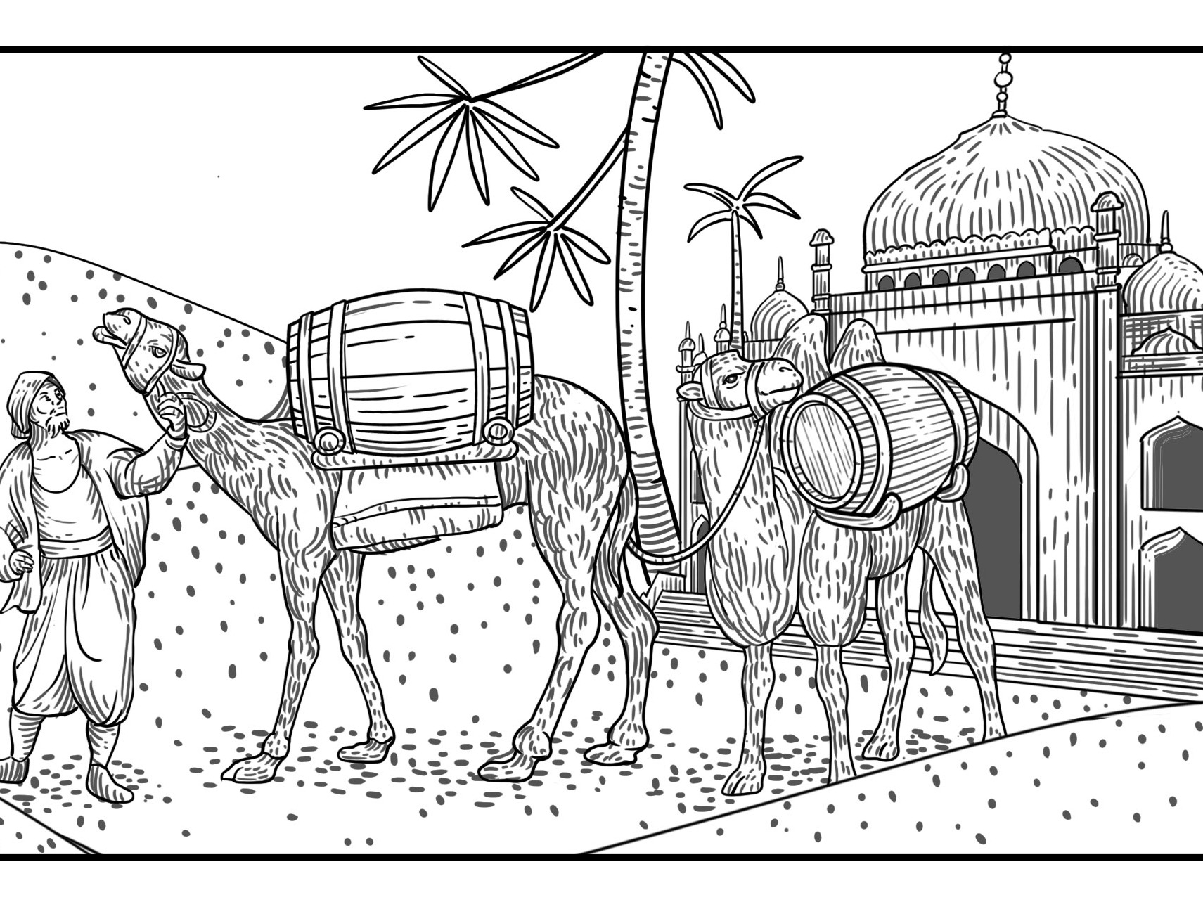 沙漠骆驼儿童绘本10插画图片-千库网