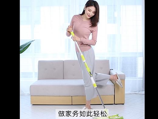 懒人平板拖把家用瓷砖地一拖净免手洗拖布神器木